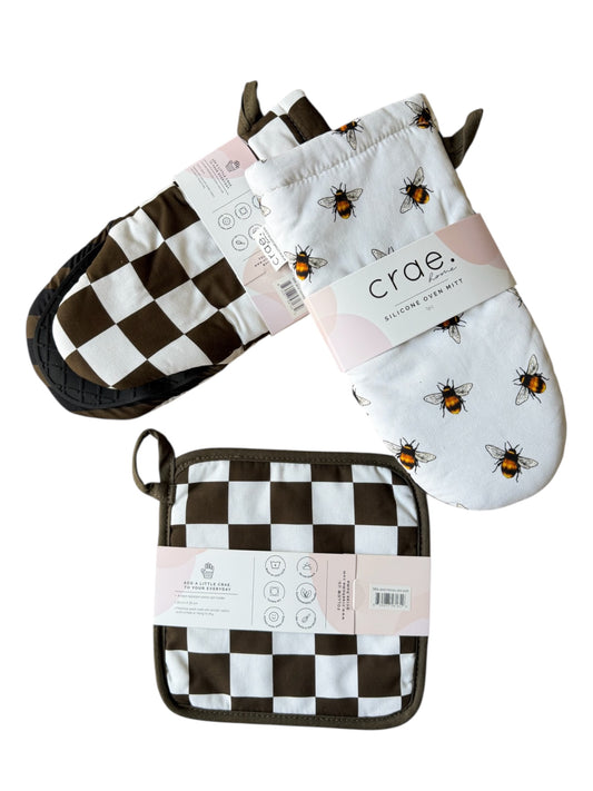 Milk and Honey: 2 Oven Mitt + 1 Pot Pad Bundle Pack