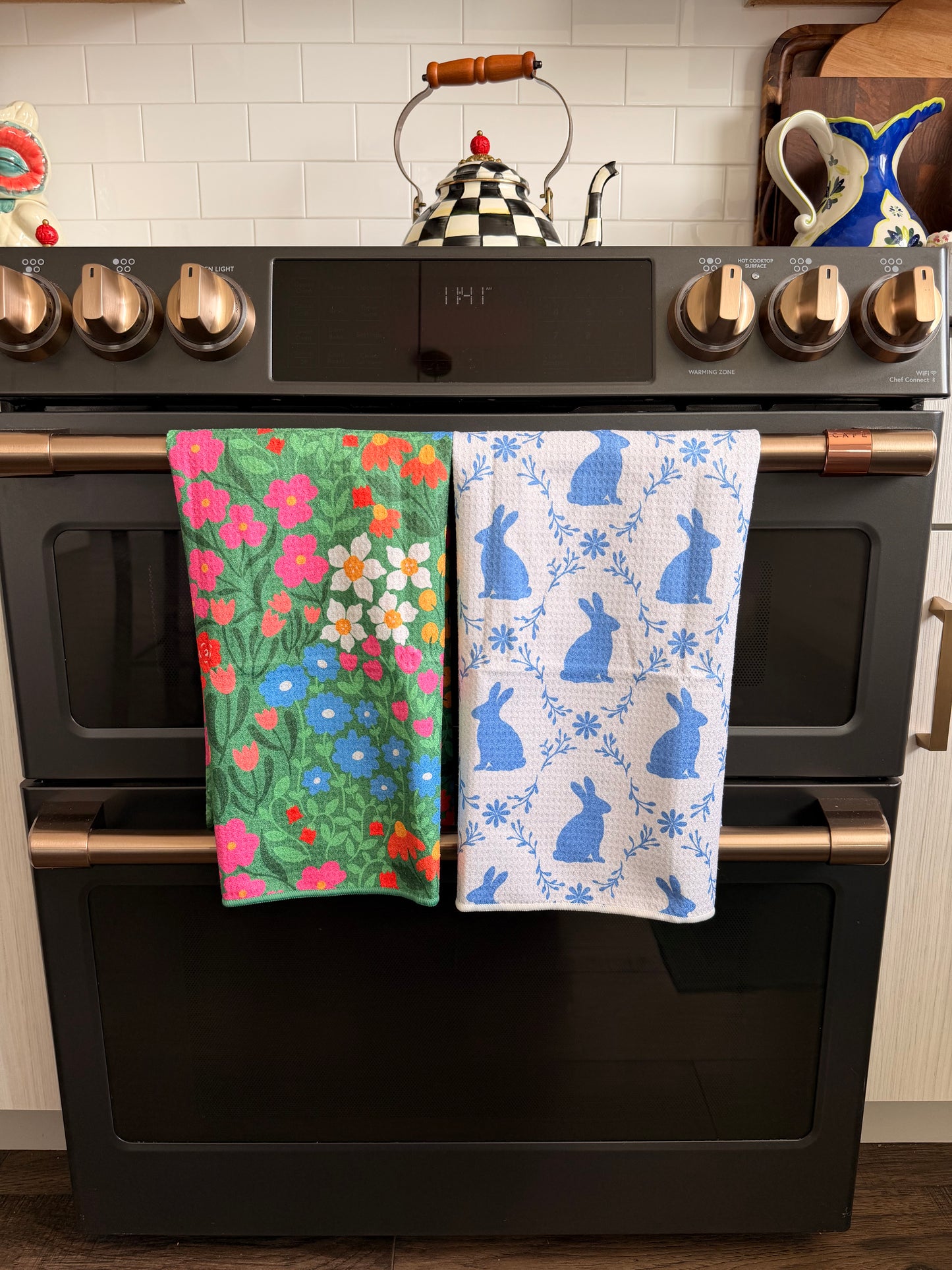 Blue Bunny Meadow/Wildflower Burst: 2 Double Sided-Hand Towels