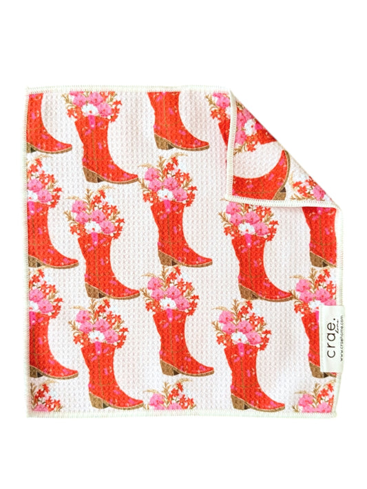 Boots In Bloom: Double-Sided Washcloth