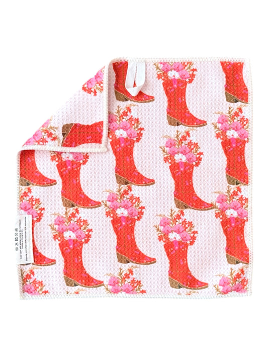 Boots In Bloom: Double-Sided Washcloth
