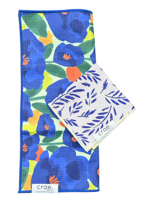 Okay Bloomer/Wisteria: Double Sided-Hand Towel Washcloth Set
