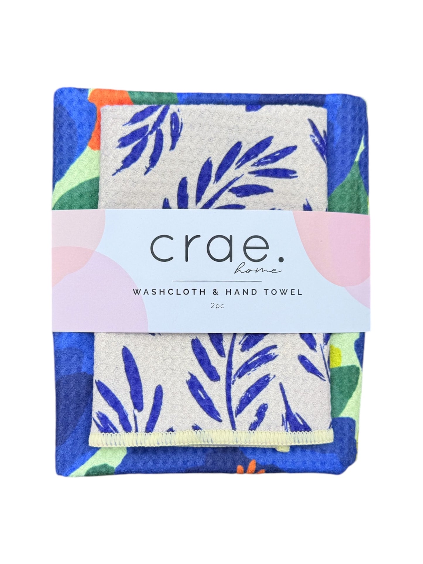 Okay Bloomer/Wisteria: Double Sided-Hand Towel Washcloth Set