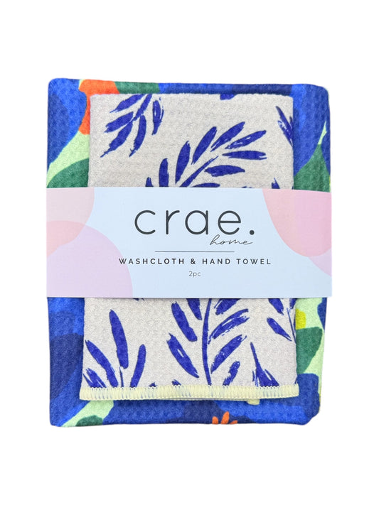 Okay Bloomer/Wisteria: Double Sided-Hand Towel Washcloth Set