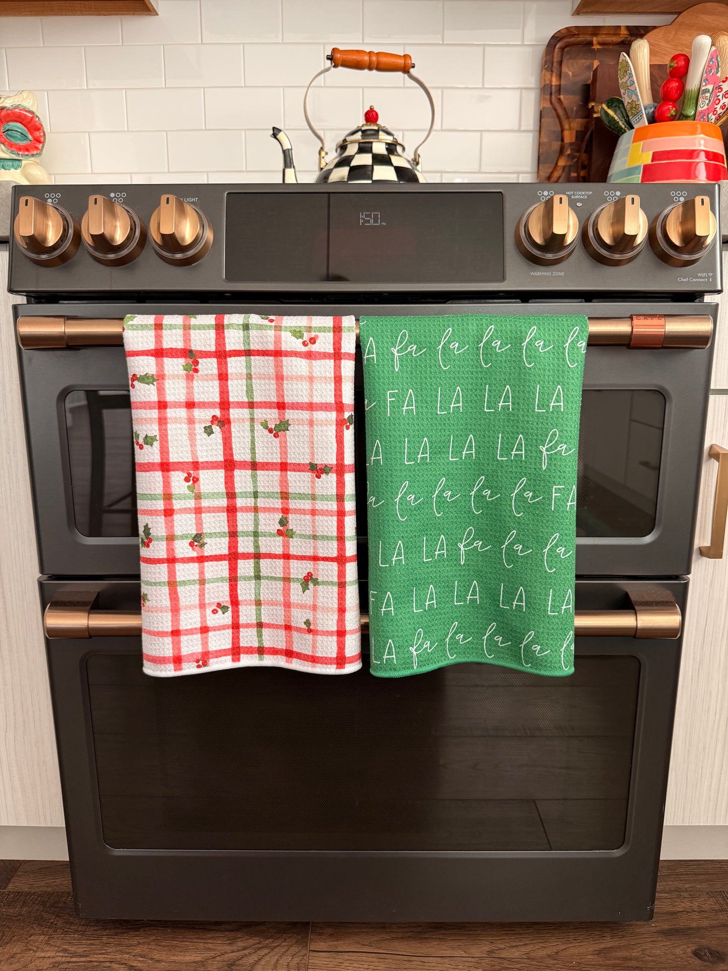Holly Berry Plaid: Double-Sided Hand Towel