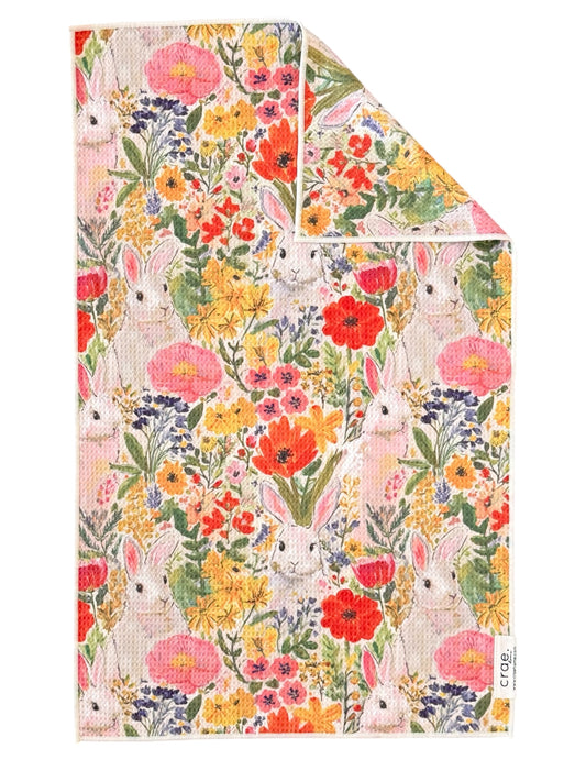 Bunny Blooms: Double-Sided Hand Towel