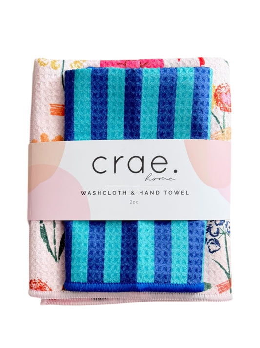 Perfectly Tied/Cabana: Double Sided-Hand Towel Washcloth Set
