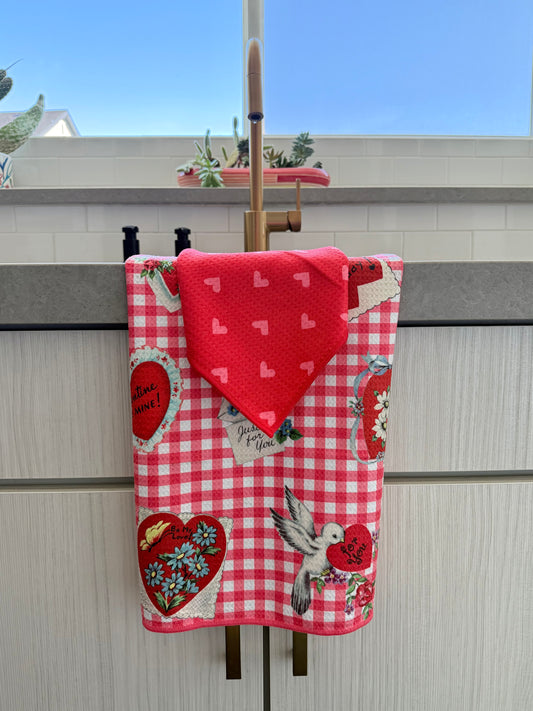 Love Notes/Hearts: Double Sided-Hand Towel Washcloth Set
