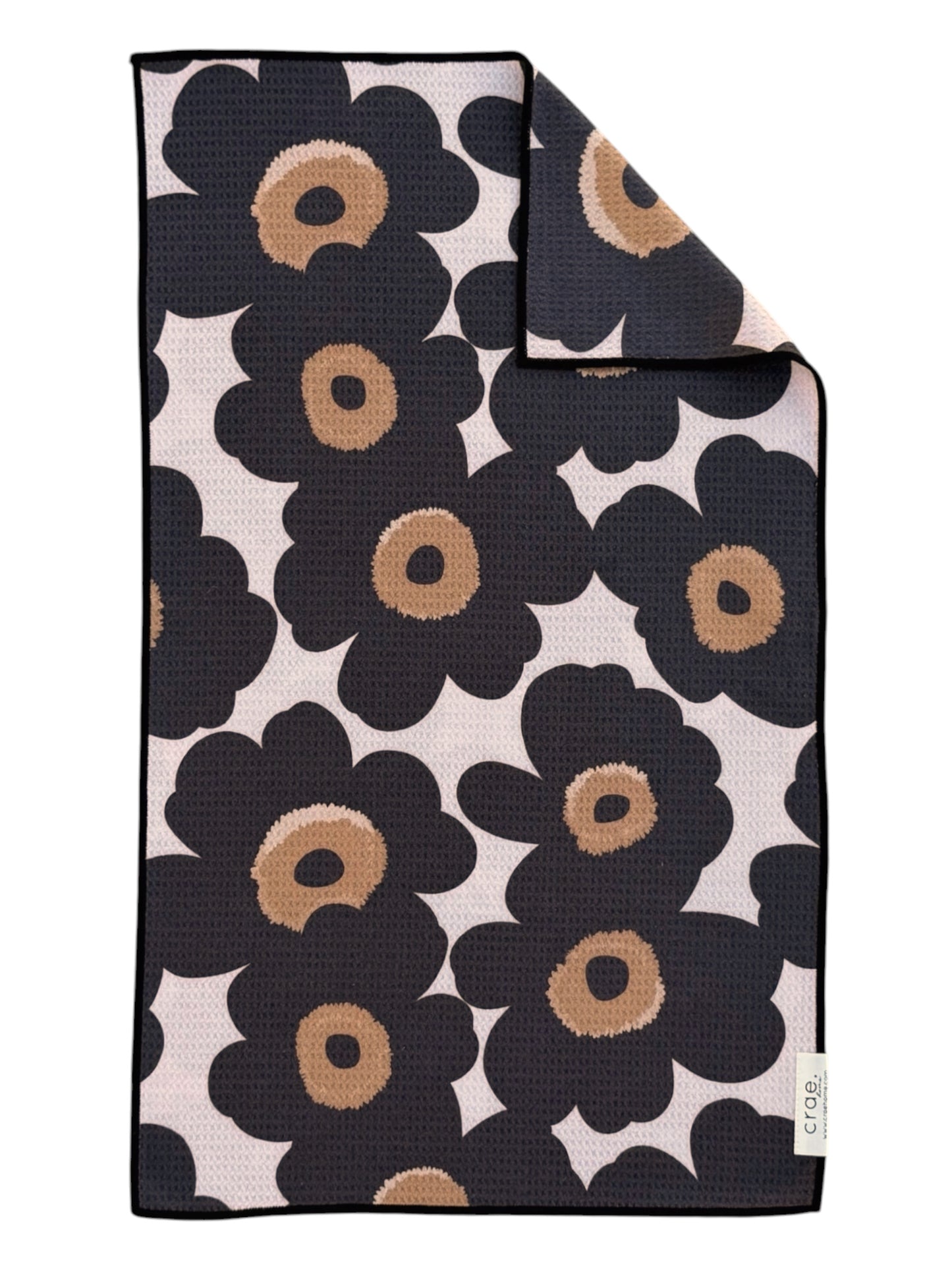 Black Petals: Double-Sided Hand Towel