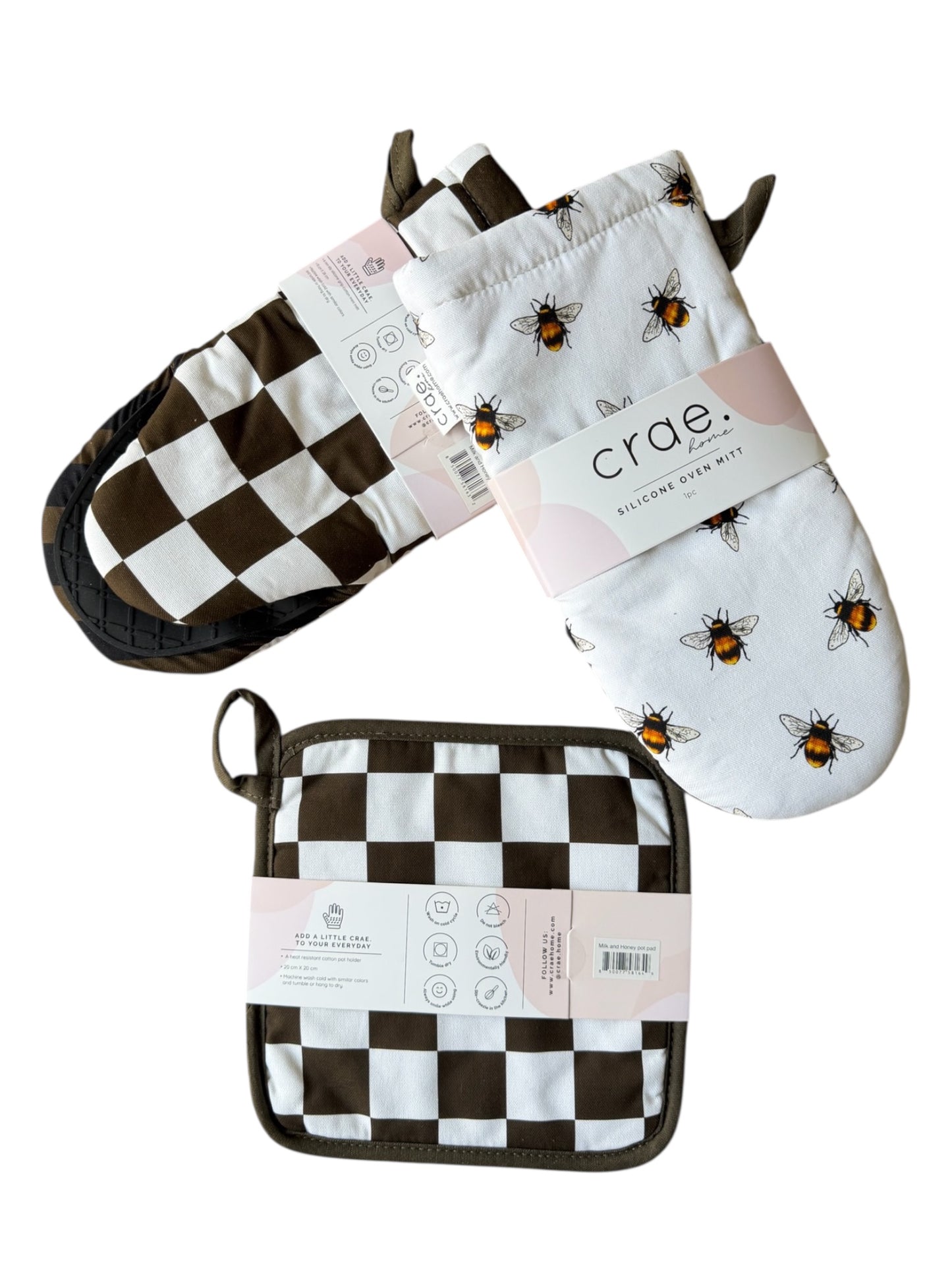 Milk and Honey: 2 Oven Mitt + 1 Pot Pad Bundle Pack