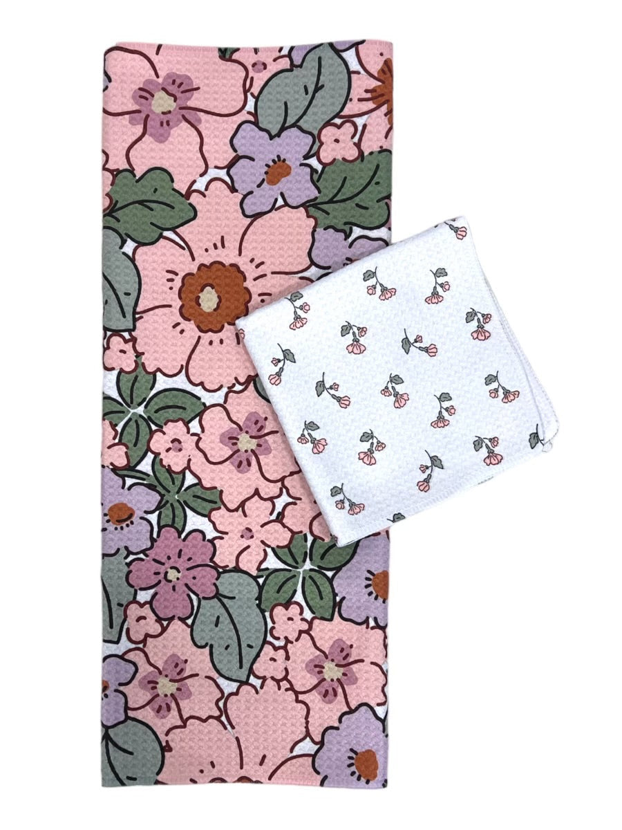 Spring In Your Step/Dainty: Single Sided-Hand Towel Washcloth Set