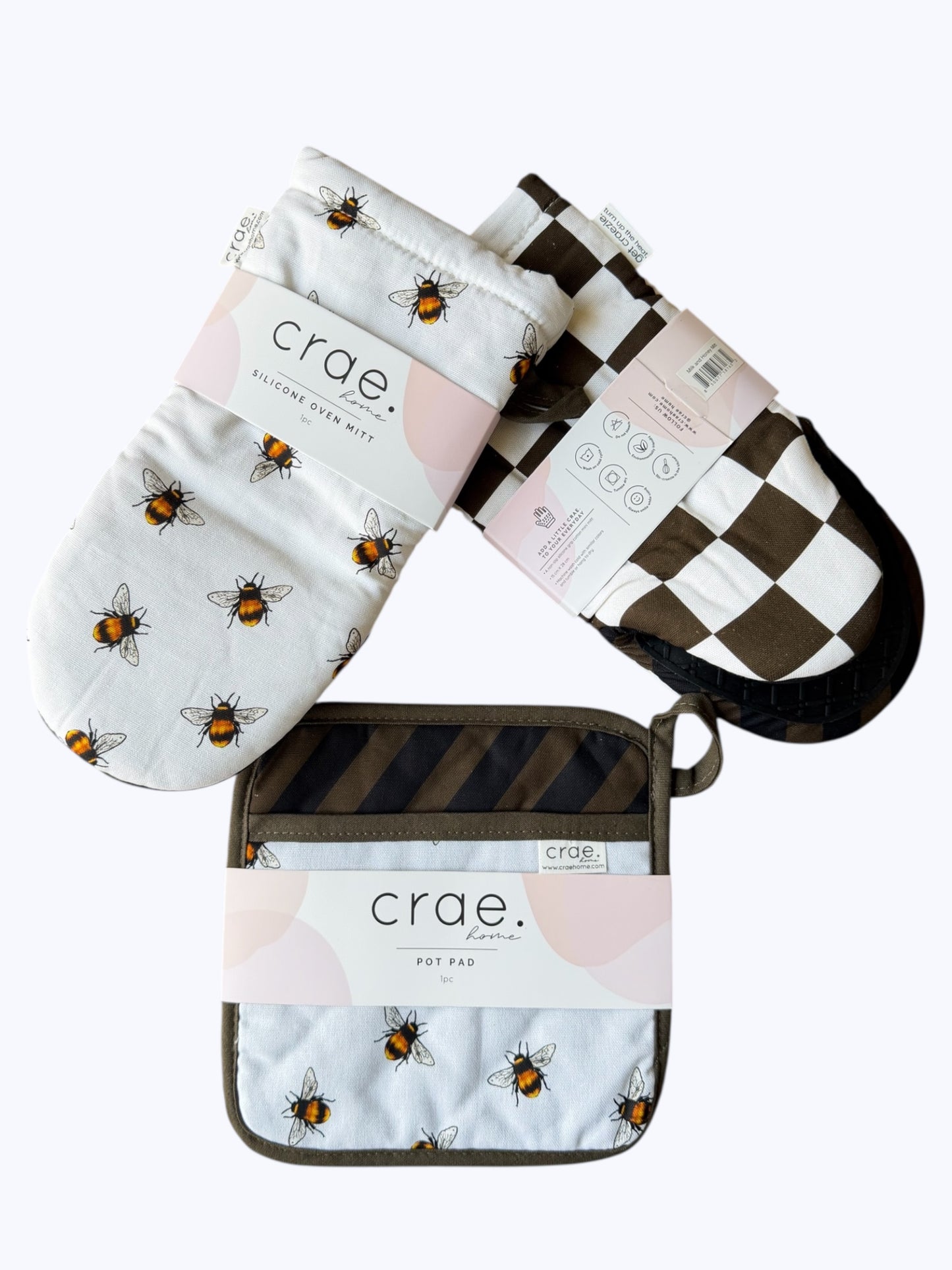 Milk and Honey: 2 Oven Mitt + 1 Pot Pad Bundle Pack
