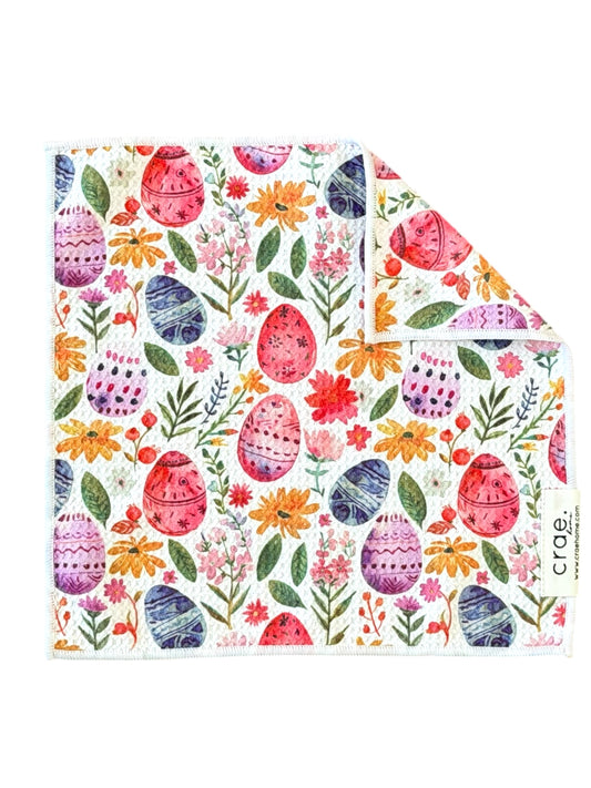 Eggs In Bloom: Double-Sided Washcloth