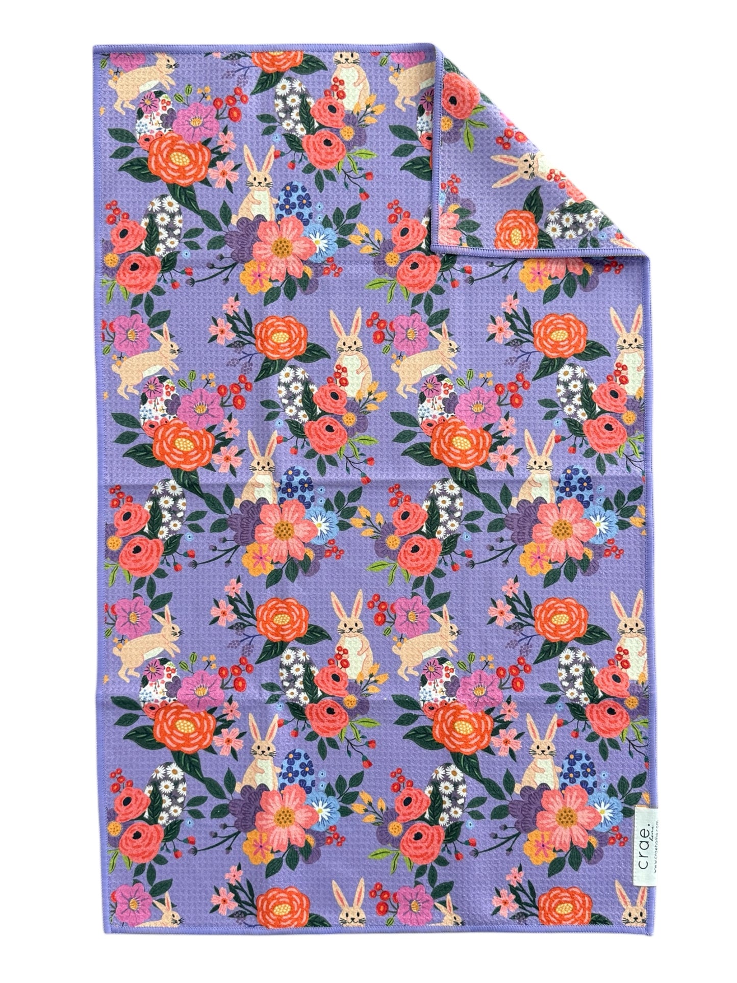 Fluffy Bunny/April Flowers: 2 Double Sided-Hand Towels