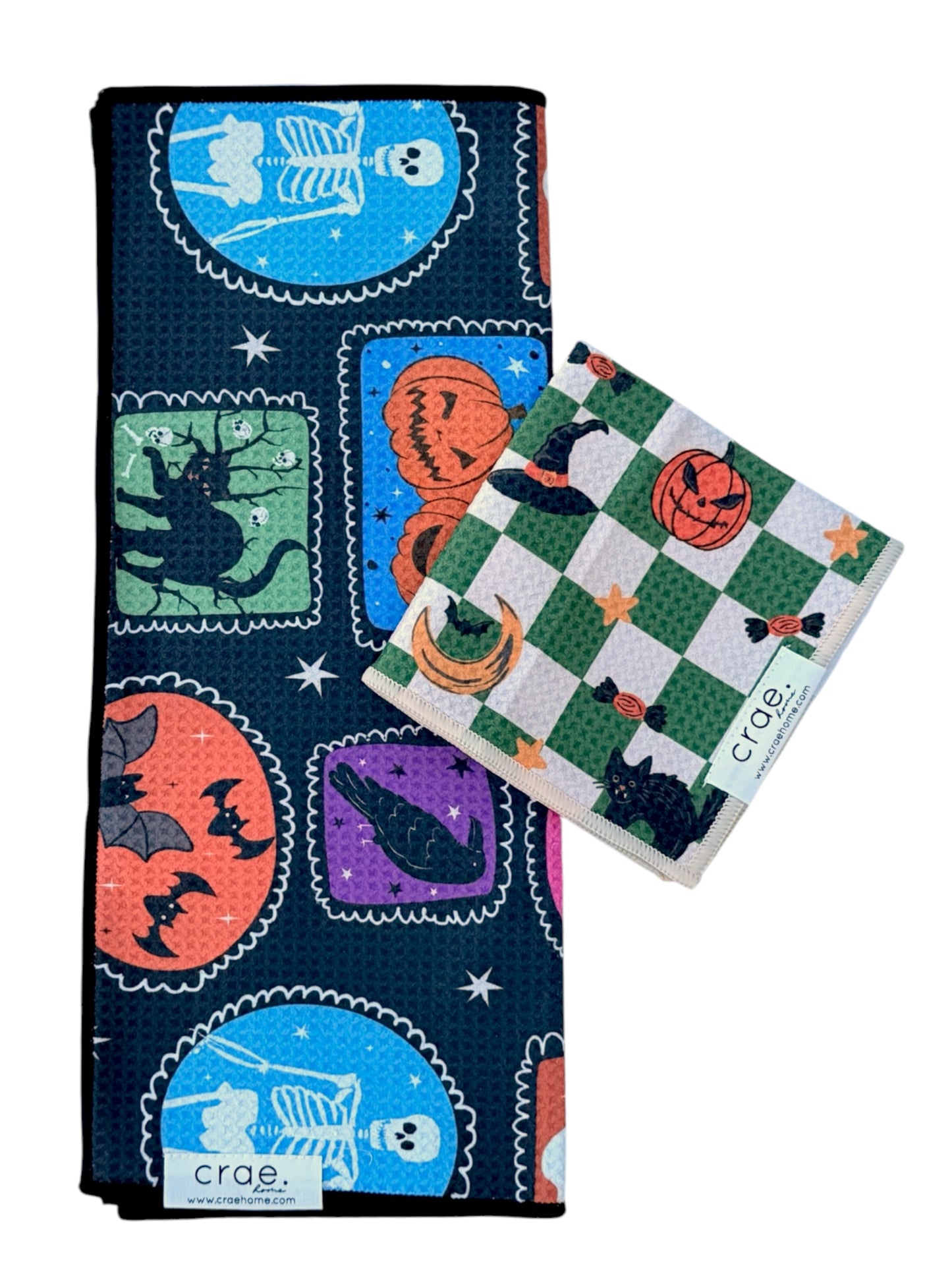 Witches Grind/Spooky Stamp Parade: Double Sided-Hand Towel Washcloth Set