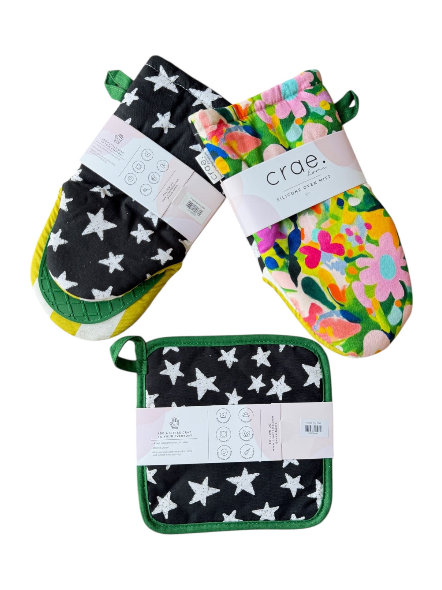 Violet: 2 Oven Mitt + 1 Pot Pad Bundle Pack