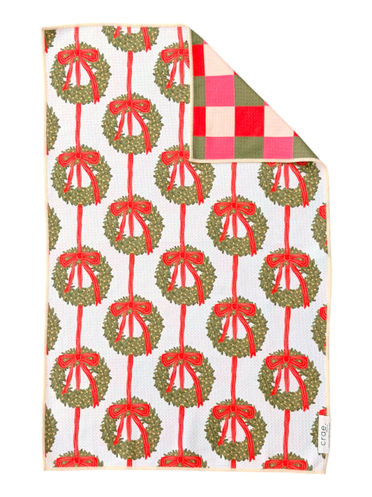 Wrapped in Wreaths: Reversible Hand Towel