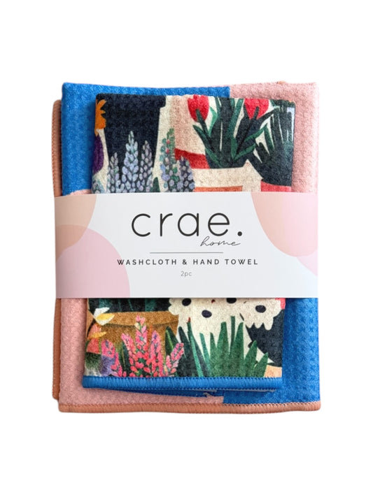 Cotton Candy/Pots of Love: Double Sided-Hand Towel Washcloth Set