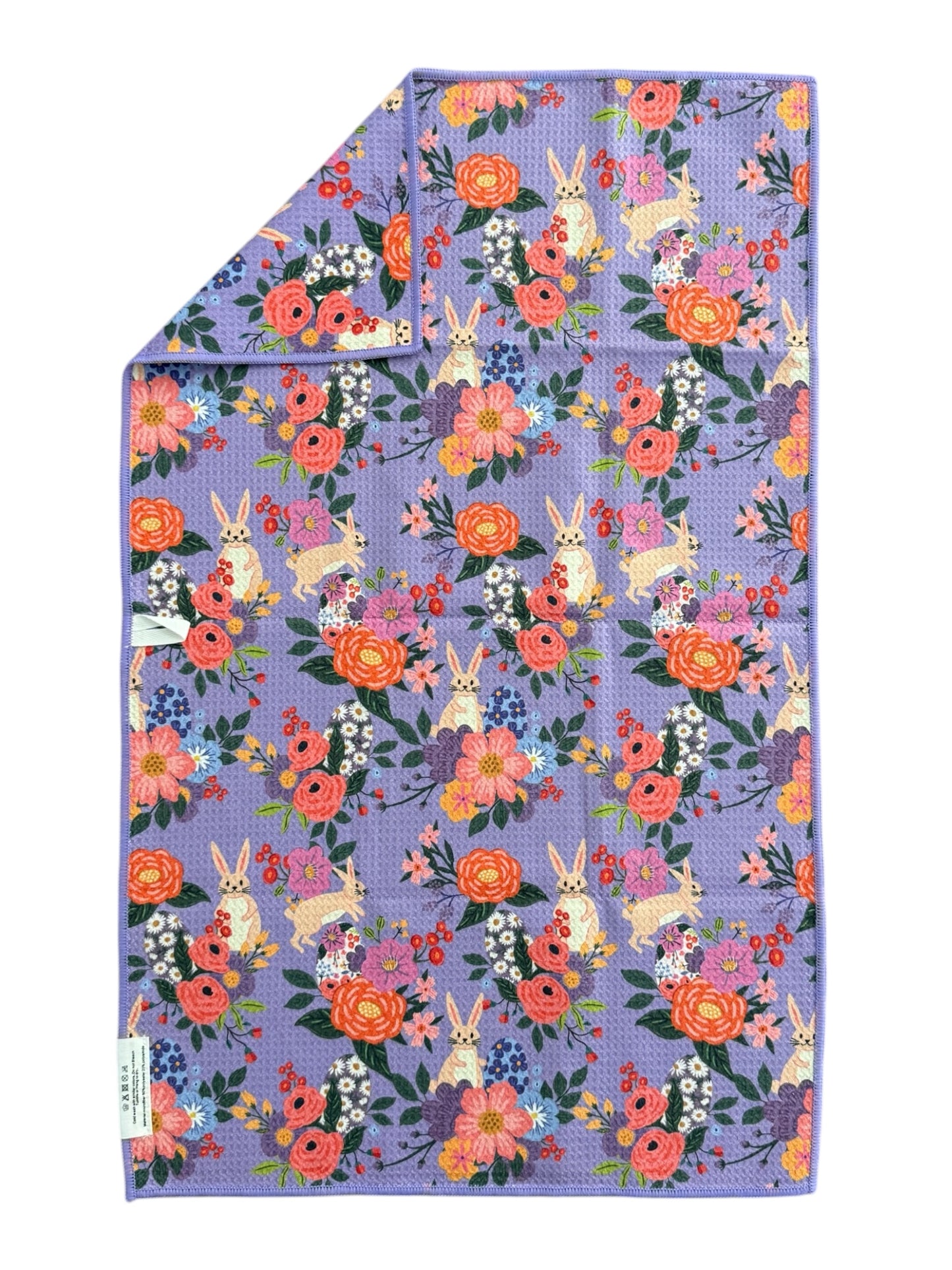 Fluffy Bunny/April Flowers: 2 Double Sided-Hand Towels