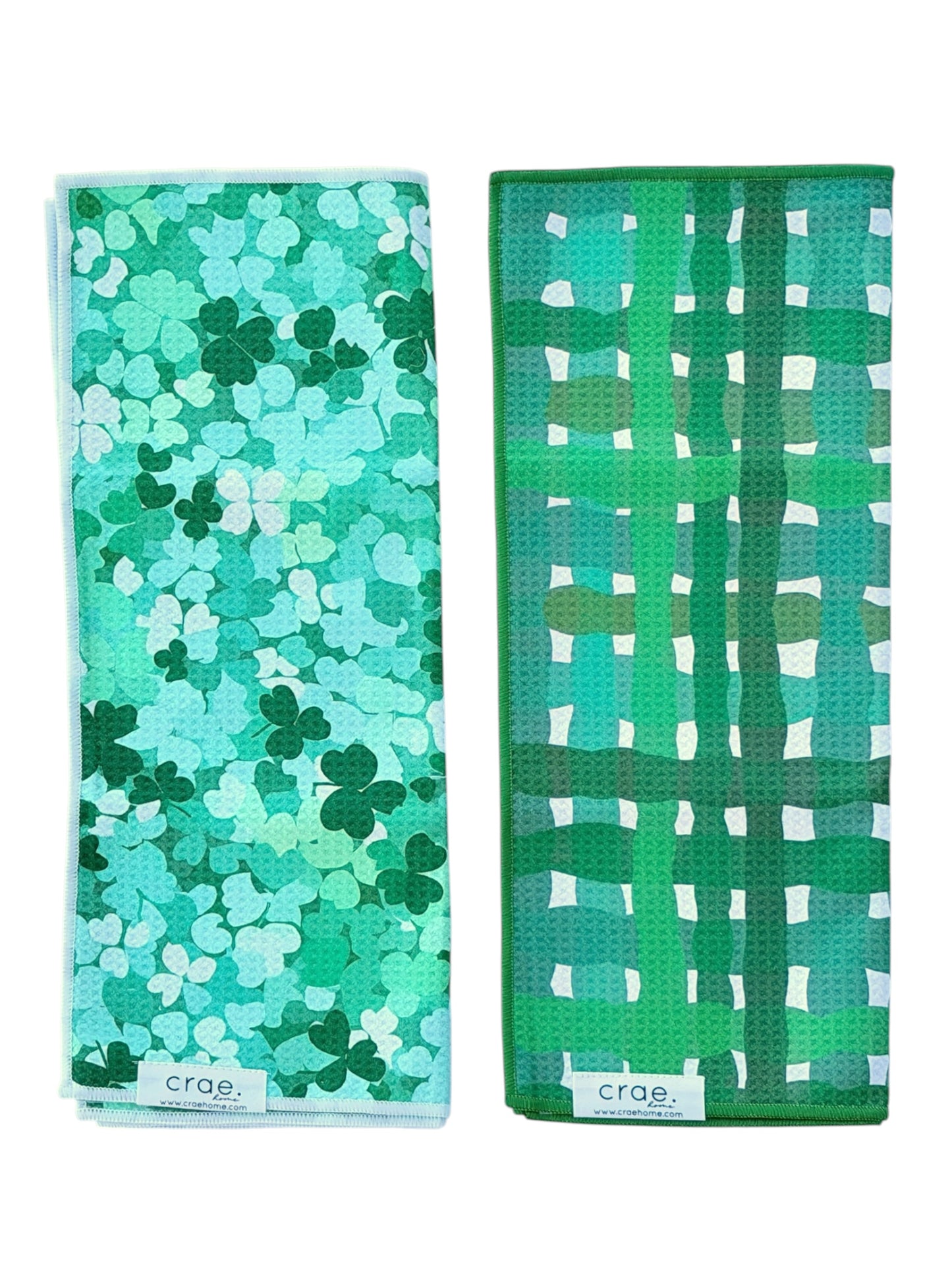 Shamrock Sprinkle/Lucky Plaid: 2 Double Sided-Hand Towels