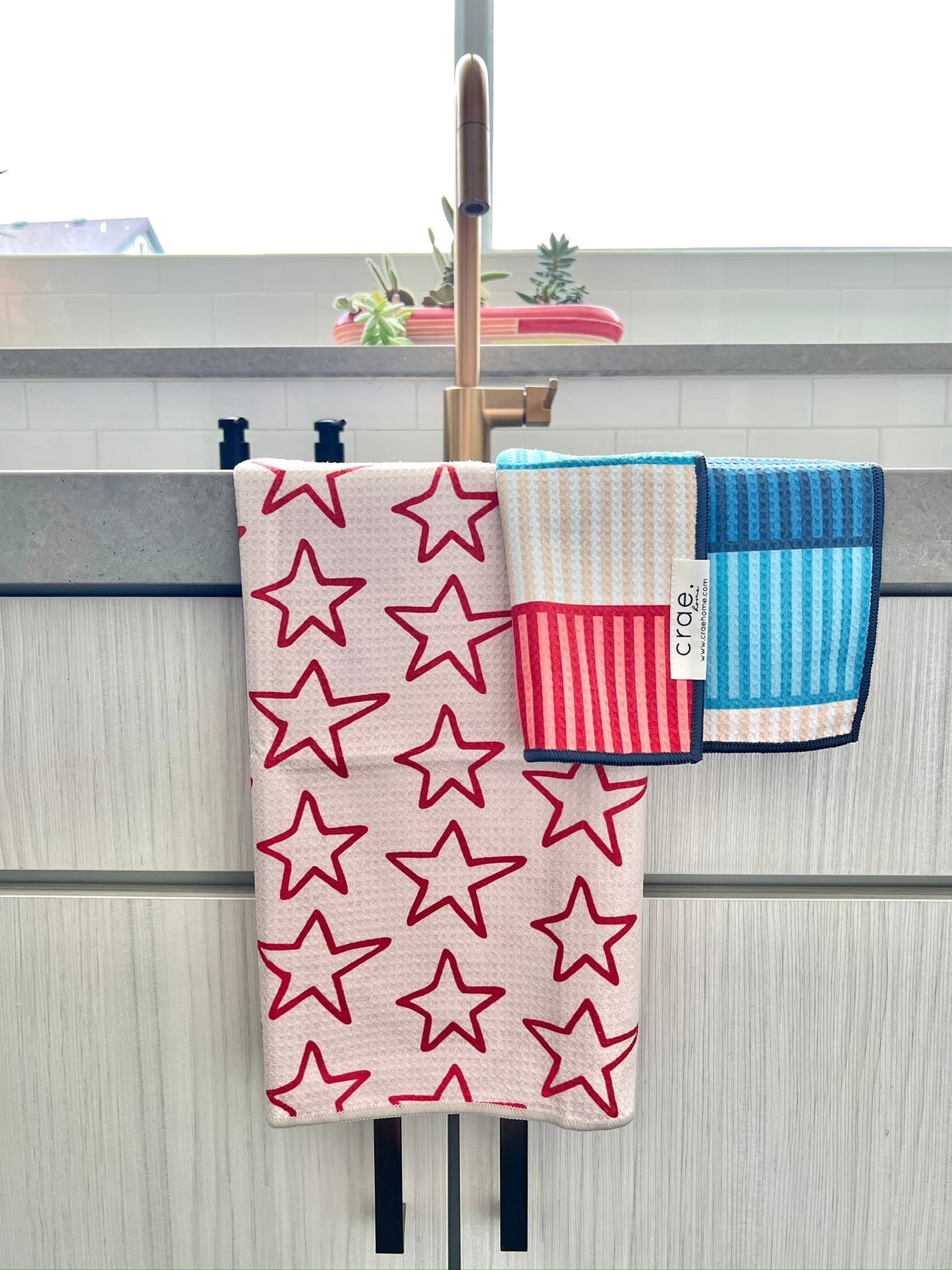 Stars/Stripes On Stripes: Double Sided-Hand Towel Washcloth Set