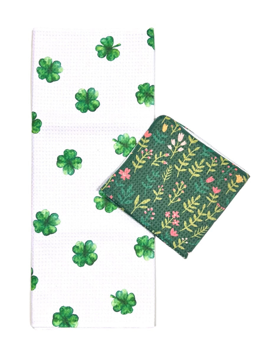 Don’t Press Your Luck/Green With Envy: Single Sided-Hand Towel Washcloth Set