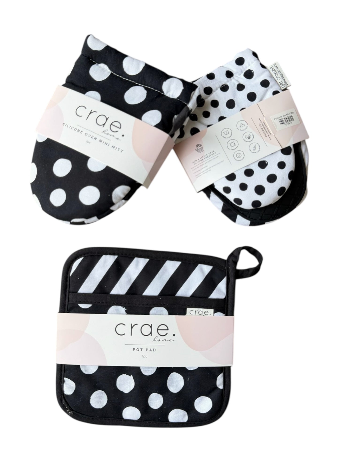 Polka Dottie: 2 Mini Mitt + 1 Pot Pad Bundle Pack