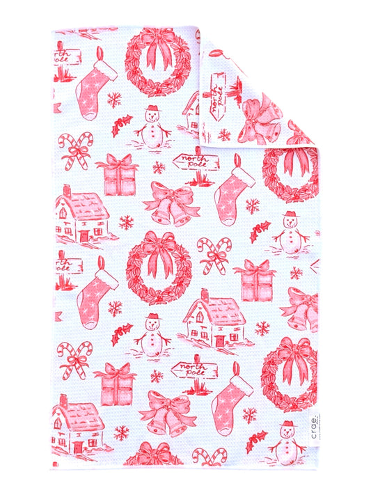 Christmas Sketch: Double-Sided Hand Towel