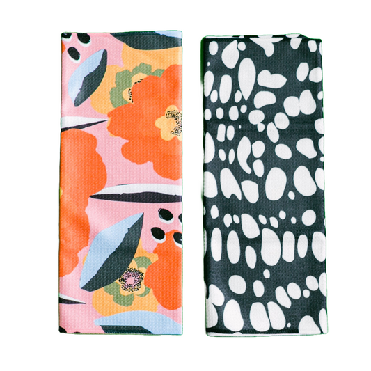 2 Single-Sided Hand Towels Set: Seedling/Inkblot