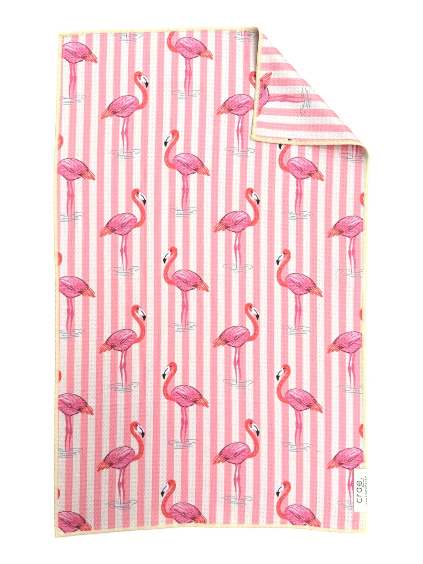Flamingo Stripes/Patchwork Quilt: Double Sided-Hand Towel Washcloth Set