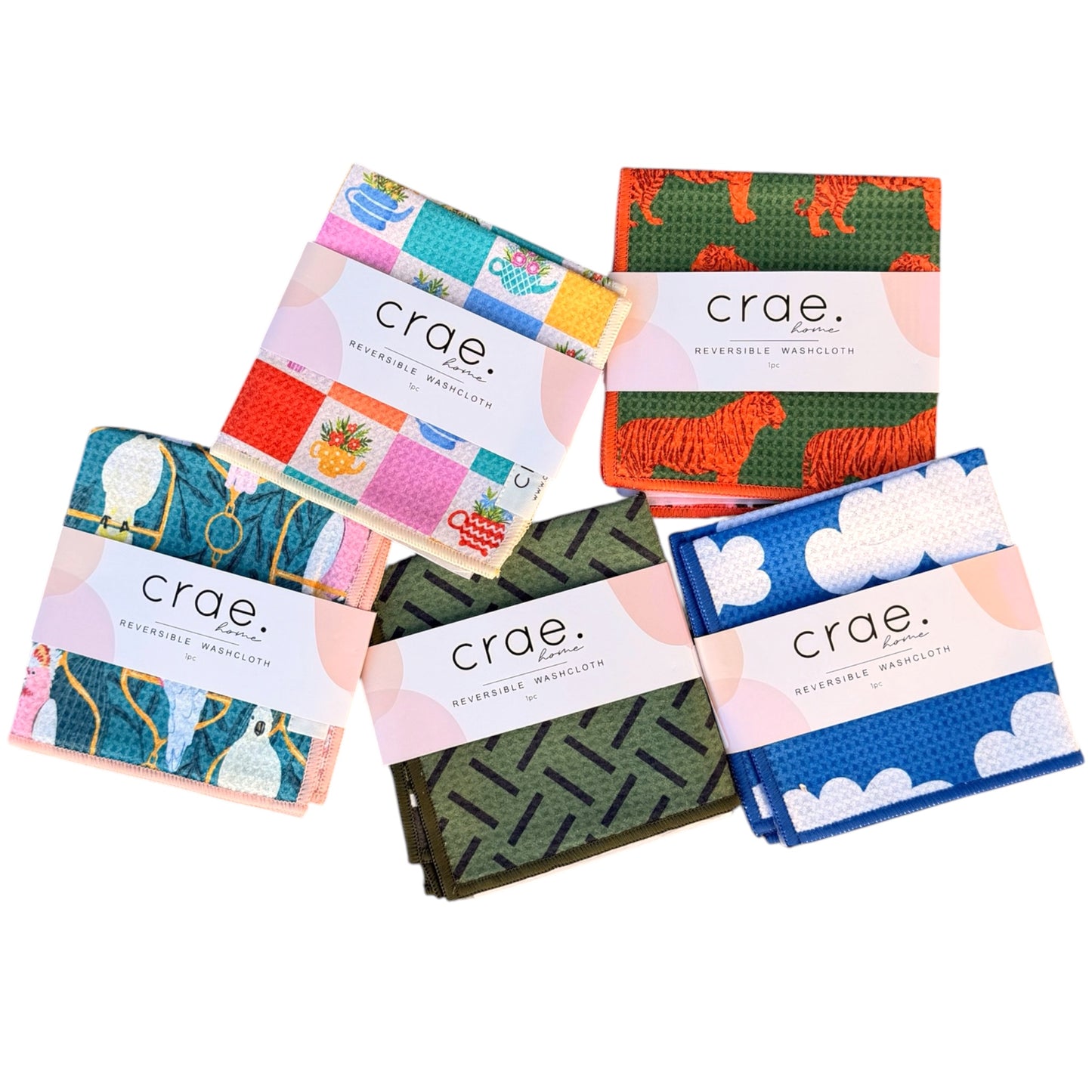 A Happy Mix: Set of 5 Washcloths